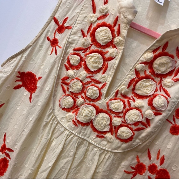 ivy Jane sleeveless ivory embroidered flower dress v neck size Large - Picture 3 of 10